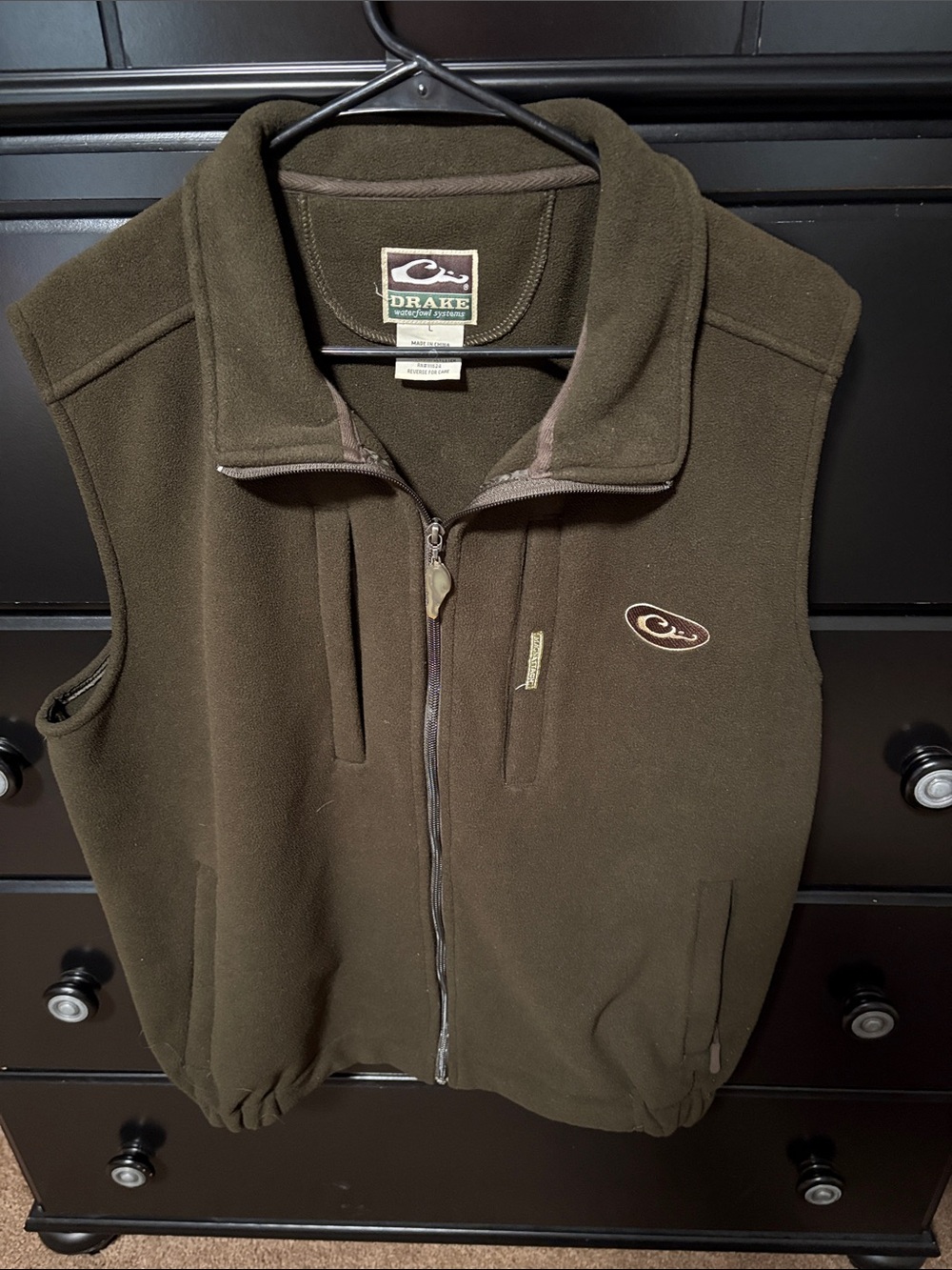 Drake Olive Green Men's Fleece Zip-Up Vest